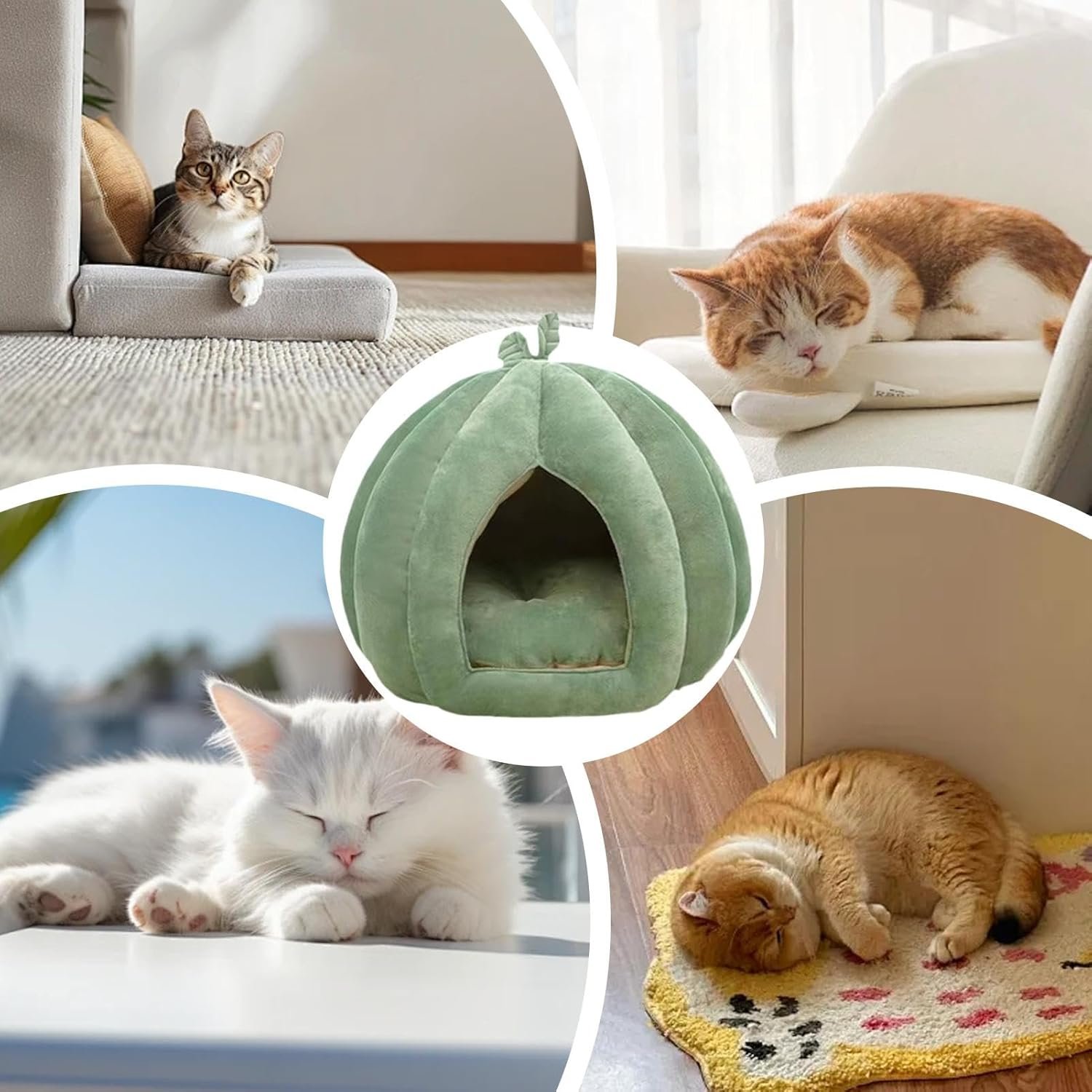 密閉型猫ベッド -室内用猫家具、快適な猫ハウス | 居心地の良い猫の洞窟ベッド、柔らかい豪華な密閉ペットベッド、暖かい猫の巣猫家具、子猫、小型犬、冬、自宅、屋内用の猫の隠れ家 - 이미지 3