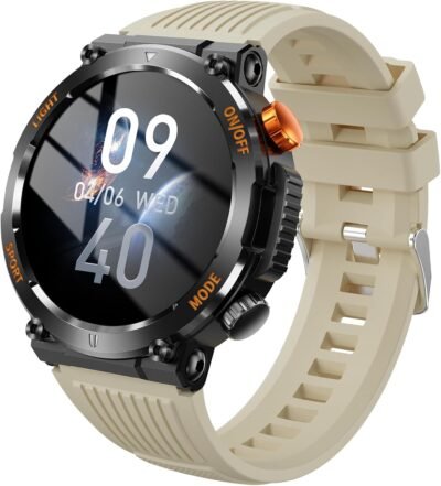 スマートウォッチ、1.46インチ大画面、軍事標準、Bluetooth 5.3呼び出し機能、IP67ダストプルーフ、防水、懐中電灯、着信通話通知、ライン/メッセージ通知、200異なる