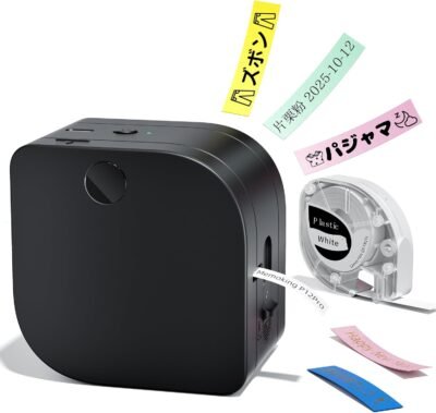 スマートフォン /タブレット用のMemoking P12 Proラベルライター、スマートフォン /タブレット、Bluetooth接続、プロのアプリの無料ダウンロード、0.5インチ（12 mm）、ステッカープリンター、互換性