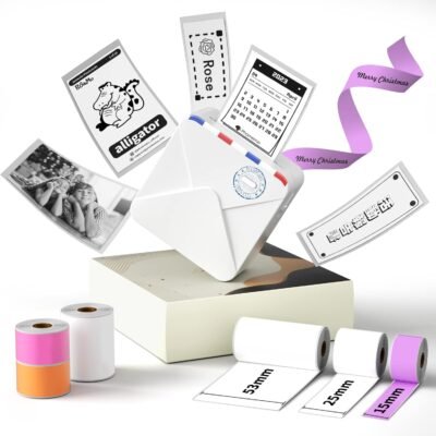 Phomemo M02sミニプリンター、スマートフォン互換、サーマルプリンター、ラベルプリンター、モバイルプリンター、300DPIポータブル、フォトプリンター、メモプリンター、モノクロプリンター、ノートブックプリンター、Bluetooth