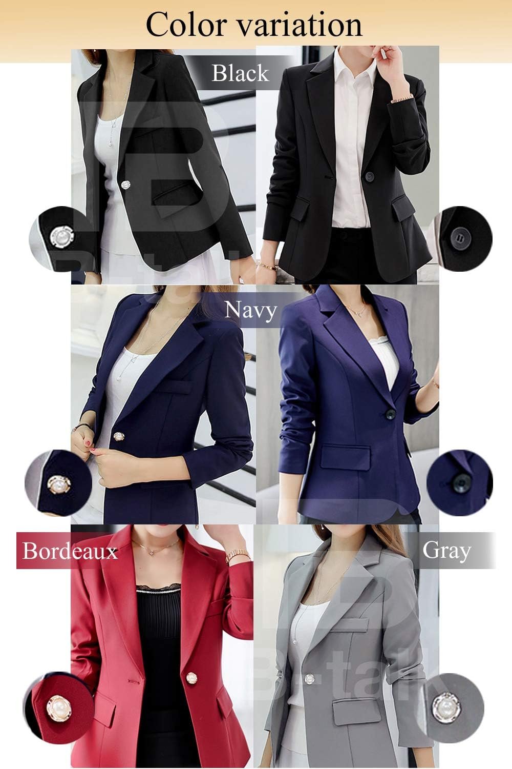 ビータークテーラードジャケット、女性用、ワンボタン、長袖、シンプル、S-XL - 이미지 6