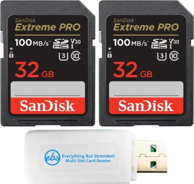 Sandisk 32GB（2パック）Extreme Pro Memory Cardは、Nikon D3400、D3300、D750、D5500、D5300、D500、AW130、W100、L840デジタルDSLRカメラSDHCで動作します。