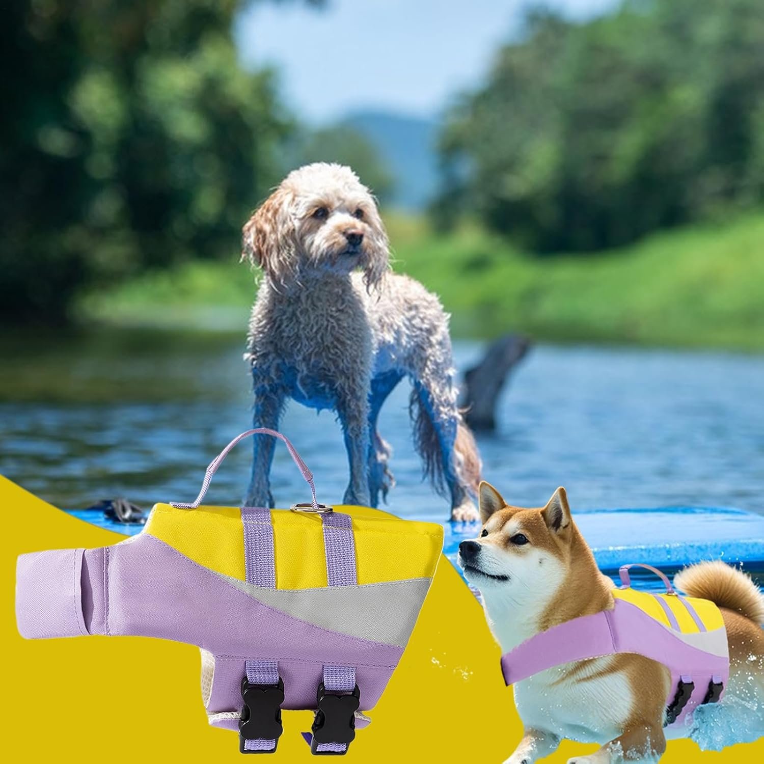 犬用スイミングベスト -犬用スイミングライフベスト| 調整可能防水デザイン防水デザイン - 이미지 2