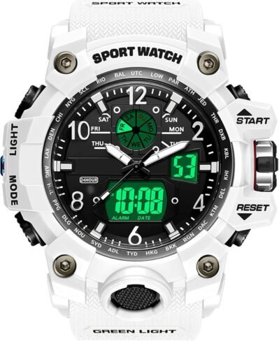 2024メンズデジタルウォッチ、スポーツストップウォッチ、水互換、ファッション、ミリタリースタイル、ランニングウォッチ、デュアルタイム、デュアルタイム、アラーム、目覚まし時計、発光機能、耐水性、166.6フィート(50 m)、