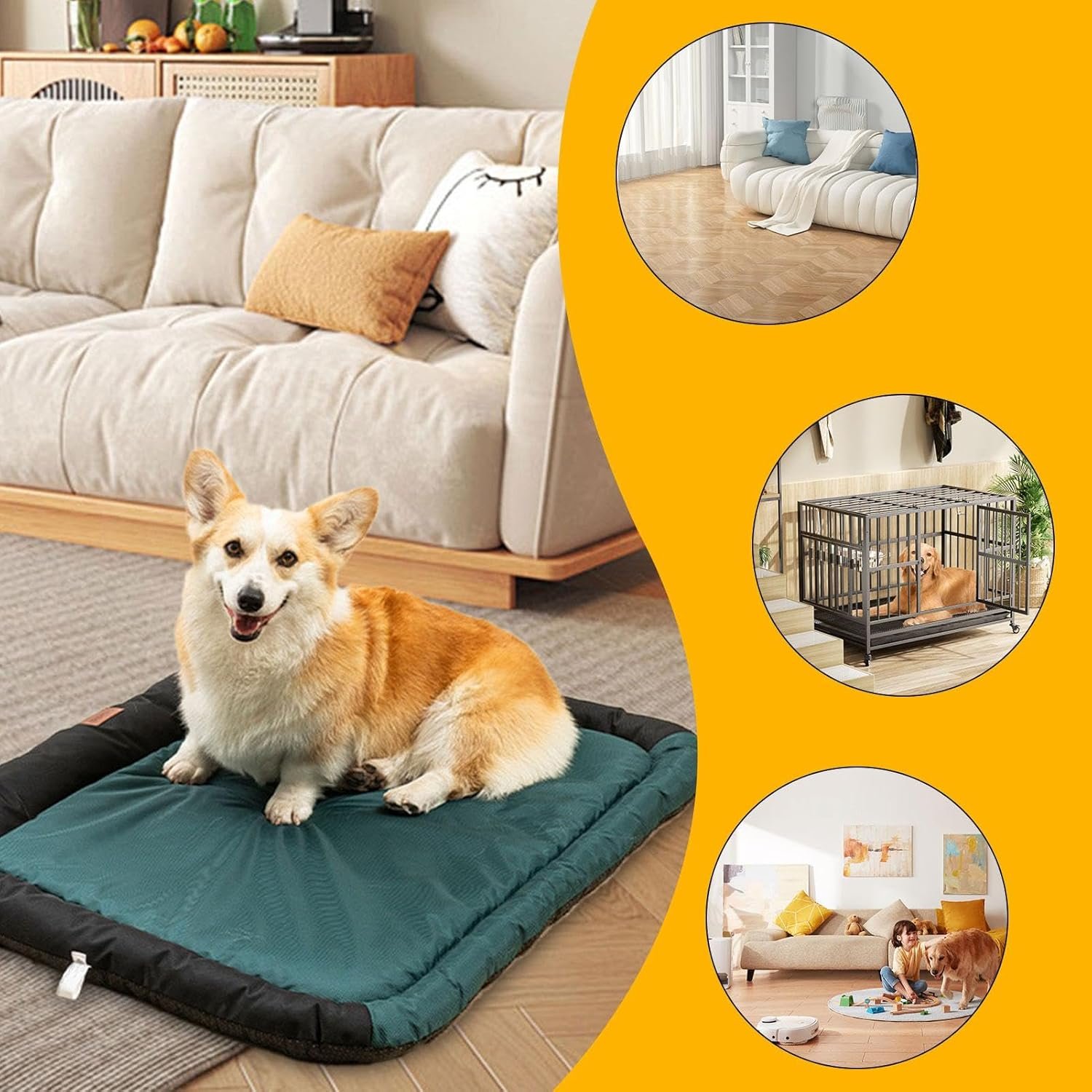 犬用クレートマット、犬用クレートベッド、オックスフォードドッグクッション - 滑り止め犬用レストブランケット滑り止め犬用レストブランケット洗濯可能 - 이미지 4