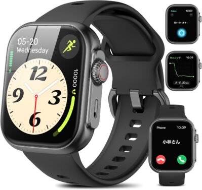 2024スマートウォッチ、大画面、通話機能、防水、メッセージ通知、目覚まし時計、iPhoneと互換性