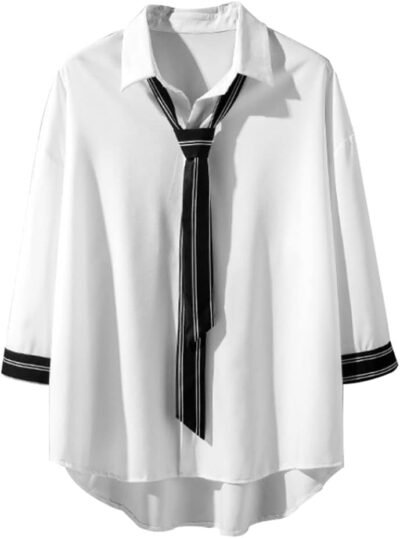 Foveitaa 3/4スリーブメンズシャツ、夏の服、メンズシャツ、3/4の長さ、大きく、ゆるい、シンプル、スタイリッシュ、クール、快適、韓国語、ソフト、Tシャツ、服、トップス、クール