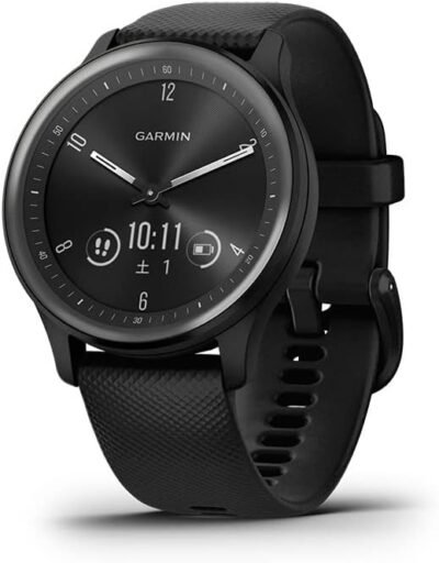 Garmin Vivomoveスポーツハイブリッドスマートウォッチ、フル充電での5日間の操作、睡眠分析、ストレスレベル、ボディバッテリー、通話のためにスマートフォンに接続する、電子メール、ライン通知