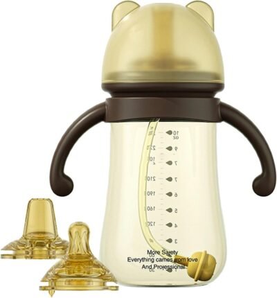 ストローとシッピーカップ – ベビーストローカップ|ベビーシッピーカップワイドネックの最初のストローカップハンドル、リークプルーフミルク給餌ボトル、3ヶ月以上の赤ちゃん用のcoli痛予防ボトル