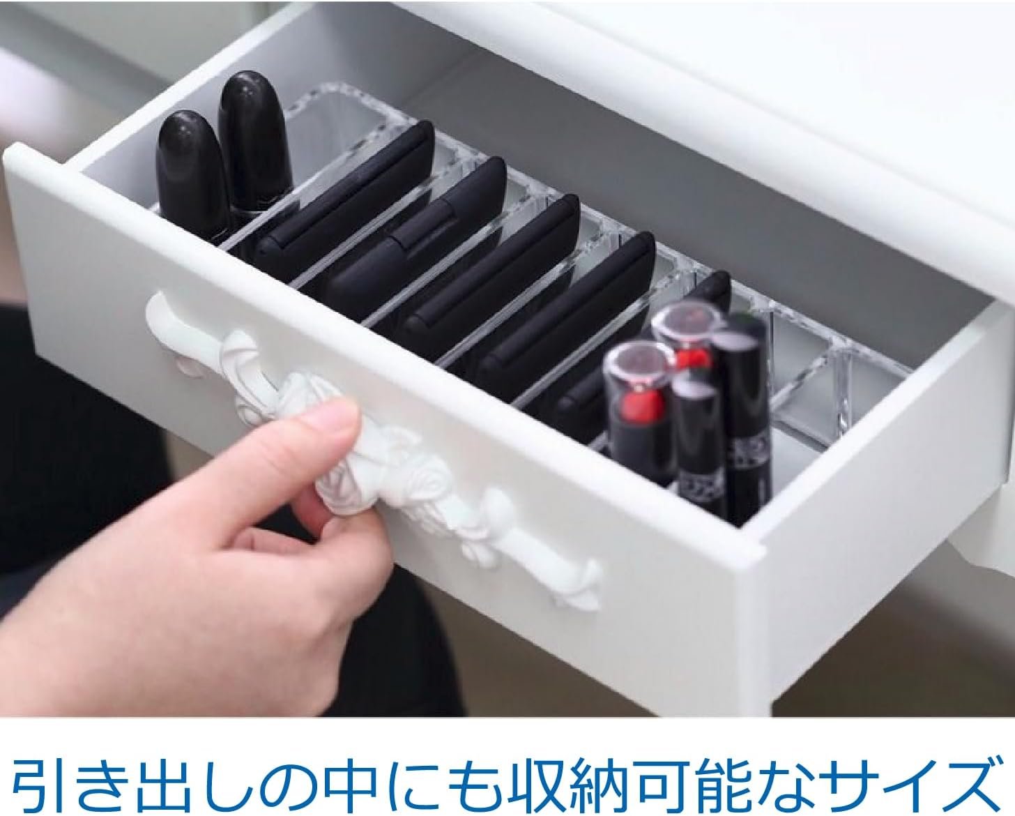 Colorfylcoco Cosmetic Storage、8コンパートメント、アクリルケース、クリアケース、リップホルダー、口紅ホルダー、テーブルトップ、メイクアップボックス、アイシャドウ、口紅、香水、メイクアップ、テーブルトップ、引き出し、トリンケットストレージ - 이미지 3