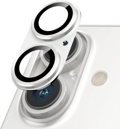 iPhone 16/16用のポディックカメラカバープラスカメラフィルムフルプロテクション9H強化ガラスアルミニウム合金アンチスクラッチレンズ保護衝撃ショックプルーフプラスカメラプロテクター、ハイハイ