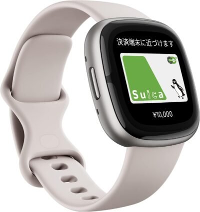 [Suica Compatible] Fitbit Sense 2 Smart Watch、Lunar White FB521SRWT-FRCJK [6 Days Battery Life / With Alexa / GPS] [Genuine Japanese Products]  月の白
