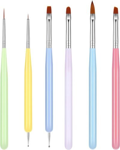 Doyime Nail Art Brushesネイルブラシ(6のセット)ジェルネイルブラシネイルドットペン高品質のナイロンファイバーネイルブラシセットが大きくて小さなドットペンネイルアートツール