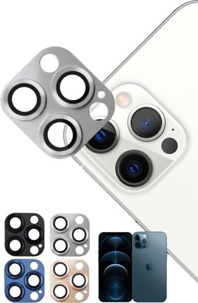 シズカはiPhone 12プロマックスカメラプロテクターカメラカバーカメラレンズレンズ強化ガラスバブルフリーフル保護フィルムフィルムガラスフィルムレンズプロテクターレンズカバーシルバー1パック
