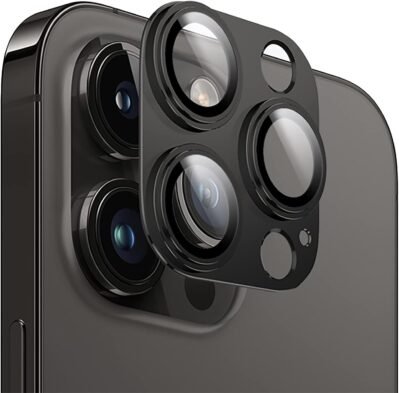 iPhone 14 Pro / 14 Pro Max用のPukenin Camera Lens Protection Film、14 Pro / 14 Pro Max、カメラ保護フィルム、強化ガラス、9Hの硬度、黒、高光透過率、衝撃