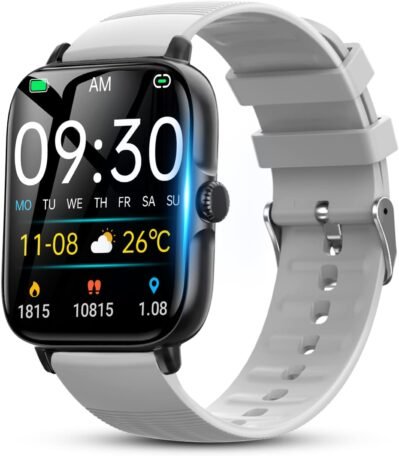 スマートウォッチ（Bluetooth Calling/Activity Monitor）、1.7インチの大画面、IP68防水、スポーツウォッチ、iPhone＆Android、Pedometer、目覚まし時計、さまざまなダイヤル、8種類のエクササイズ