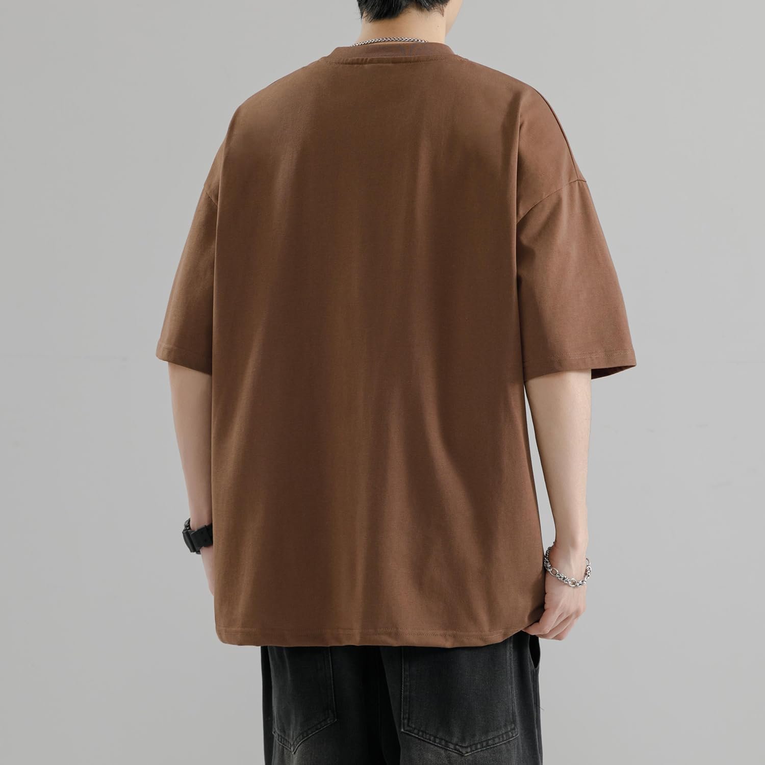 Fasshonrida Men's Tシャツ、半袖、夏の服、100%綿、スタイリッシュなトップ、クールなエンボゴログプリント、非参照、伸縮性、通気性、通気性、汗吸収、カットと縫う、春、夏 - 이미지 4