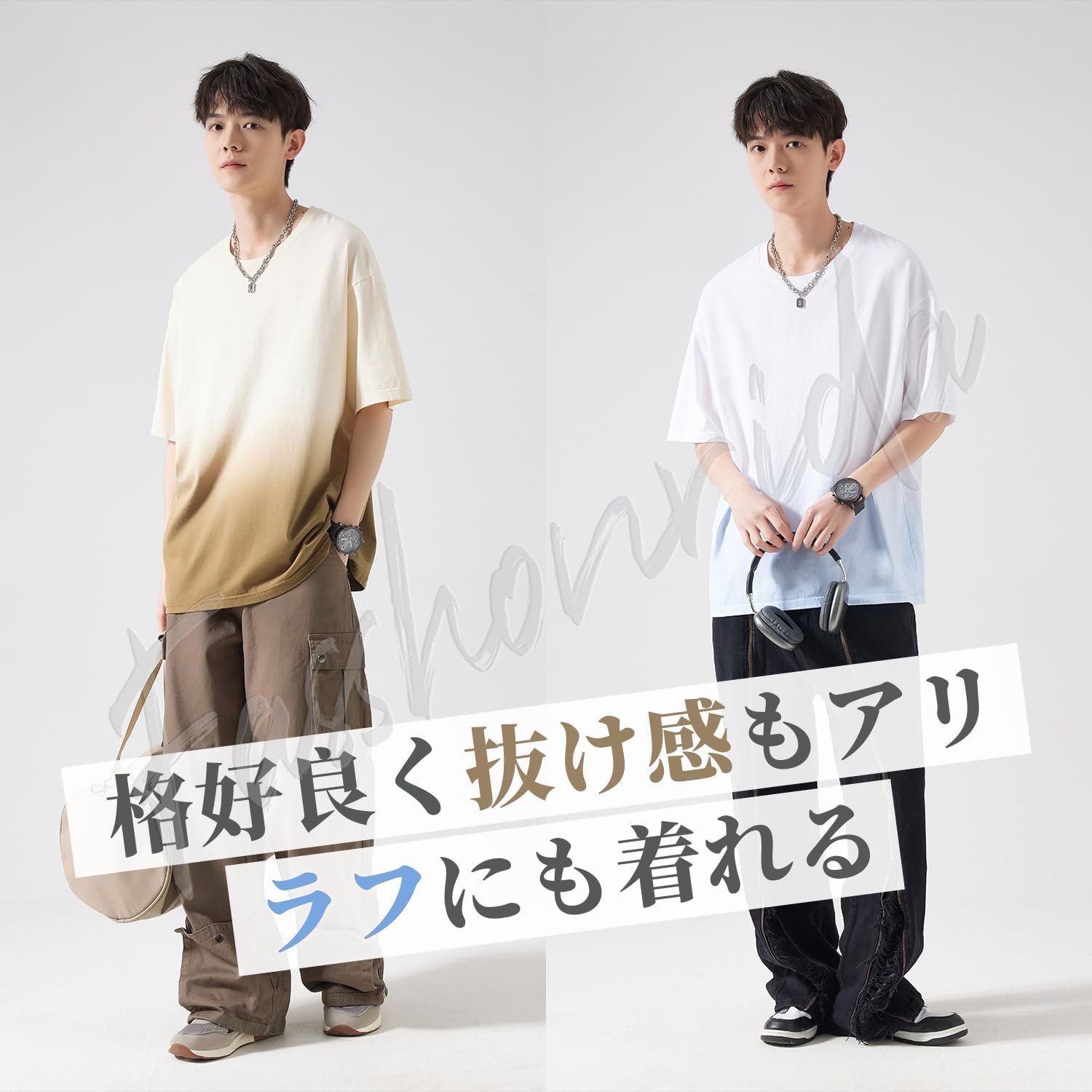 Fasshonrida Gradient Tシャツ、メンズ、半袖、夏の服、トップ、大きなサイズ、長いTシャツ、100%綿、ストレッチ、カット、スタイリッシュ、人気、クール、カジュアル、シースルー、Tシャツ、春、夏 - 이미지 4