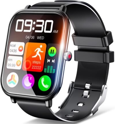 SmartWatch、Bluetooth 5.3、2025モデル、1.9インチの大画面、ウルトラ型、アクティビティモニター、スマートフォン/Android互換、IP68ライフ防水、スポーツウォッチ、24のエクササイズモード、メッセージ通知