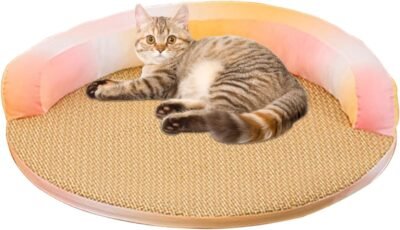 犬用冷却マット、取り外し可能な冷却猫用ベッド| 居間寝室オフィスパティオ裏庭用猫用ソファチェア家具