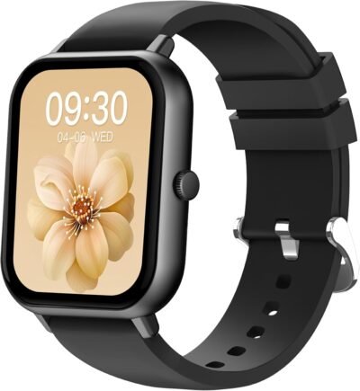 モノマムクラシックスマートウォッチ、レディース、iPhone互換、Android互換、より小さな、バンド幅0.8インチ（20 mm）、メンズ、アクティビティメーター、ライン、通話通知（黒）