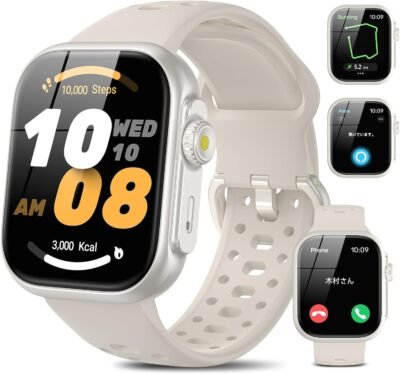 SmartWatch、Bluetooth 5.4呼び出し機能、1.85インチの大画面、アクティビティトラッカー、歩数計、腕時計、音声アシスタント、GPS接続、アームリフト、スマートウォッチ、iPhone互換、スポーツウォッチ、