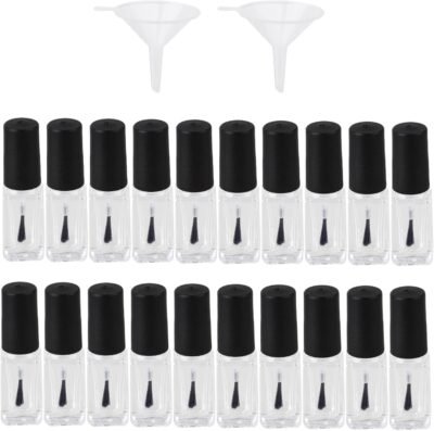 diystyle 20pcs 4mlマニキュアボトル空のボトル補充化粧品ストレージグラスブラック&透明