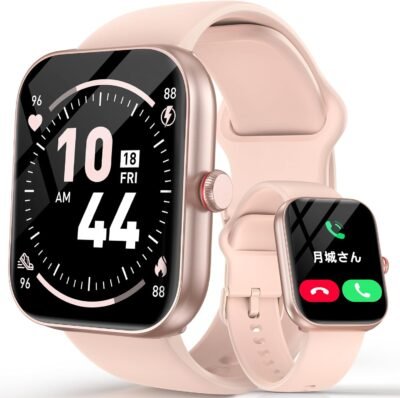 スマートウォッチ、iPhone、およびAndroid互換、Bluetooth 5.3、呼び出し機能、Alexa互換、着信、メッセージ通知、1.91 HD大画面、アクティビティトラッカー、スリープモニター、ペドメーター、