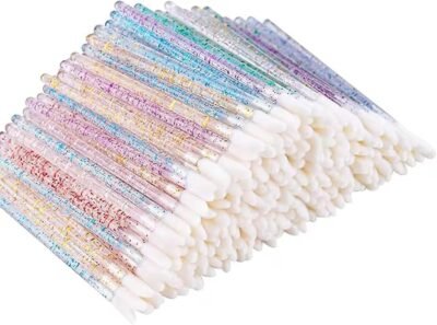 500個の使い捨てリップブラシのセット、ベタージョニー3.5インチ(9 cm)の長いポータブルリップブラシ、5色のメイクアップブラシ、口紅ブラシ、使いやすい、中空のバー、ポータブル、多目的メイクアップツール