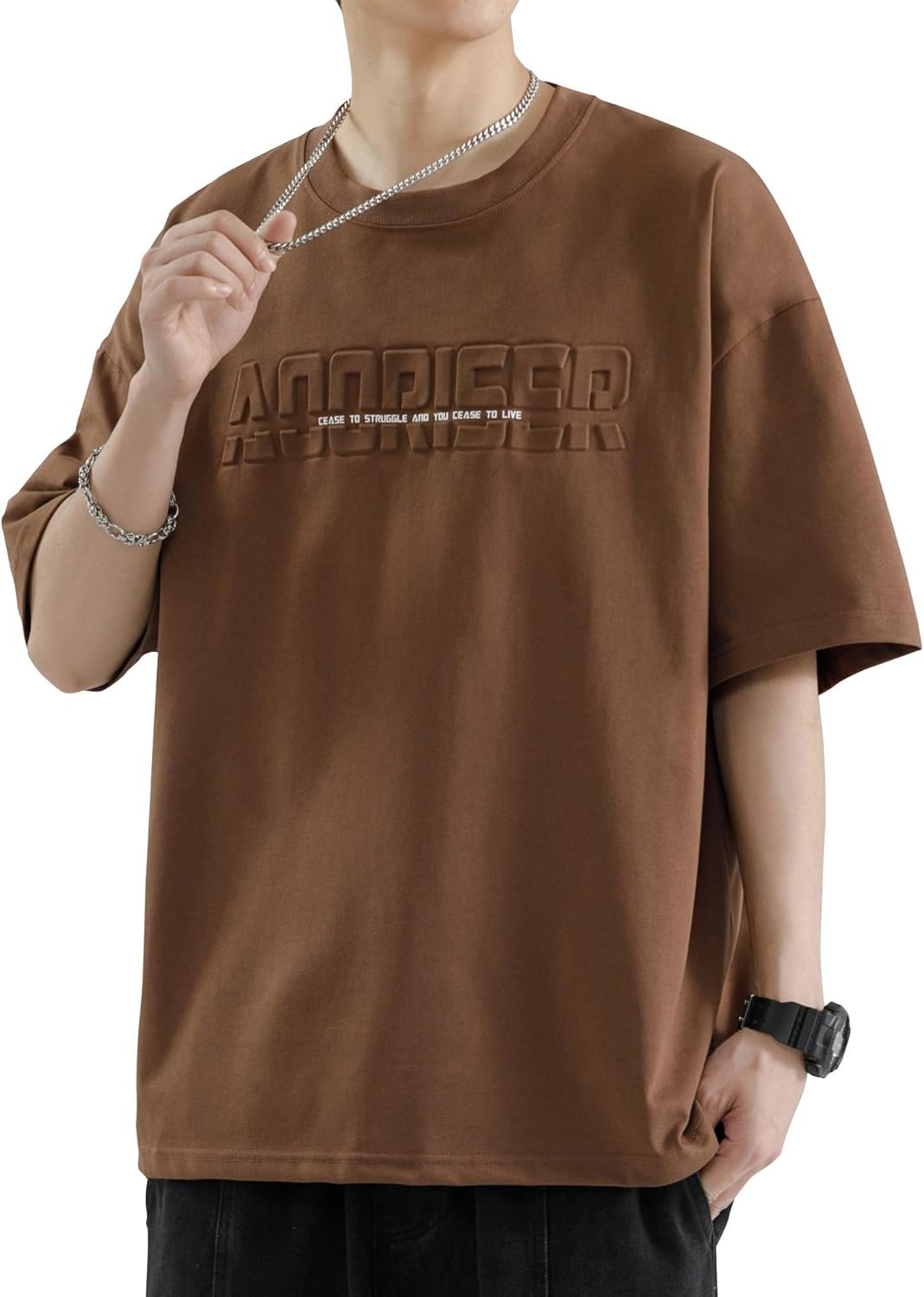 Fasshonrida Men's Tシャツ、半袖、夏の服、100%綿、スタイリッシュなトップ、クールなエンボゴログプリント、非参照、伸縮性、通気性、通気性、汗吸収、カットと縫う、春、夏