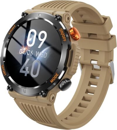 ラマスマートウォッチ、軍事仕様、1.46インチ大画面、Bluetooth 5.3呼び出し機能、IP67ダストプルーフ、防水、懐中電灯、着信通話通知、ライン/メッセージ通知、200