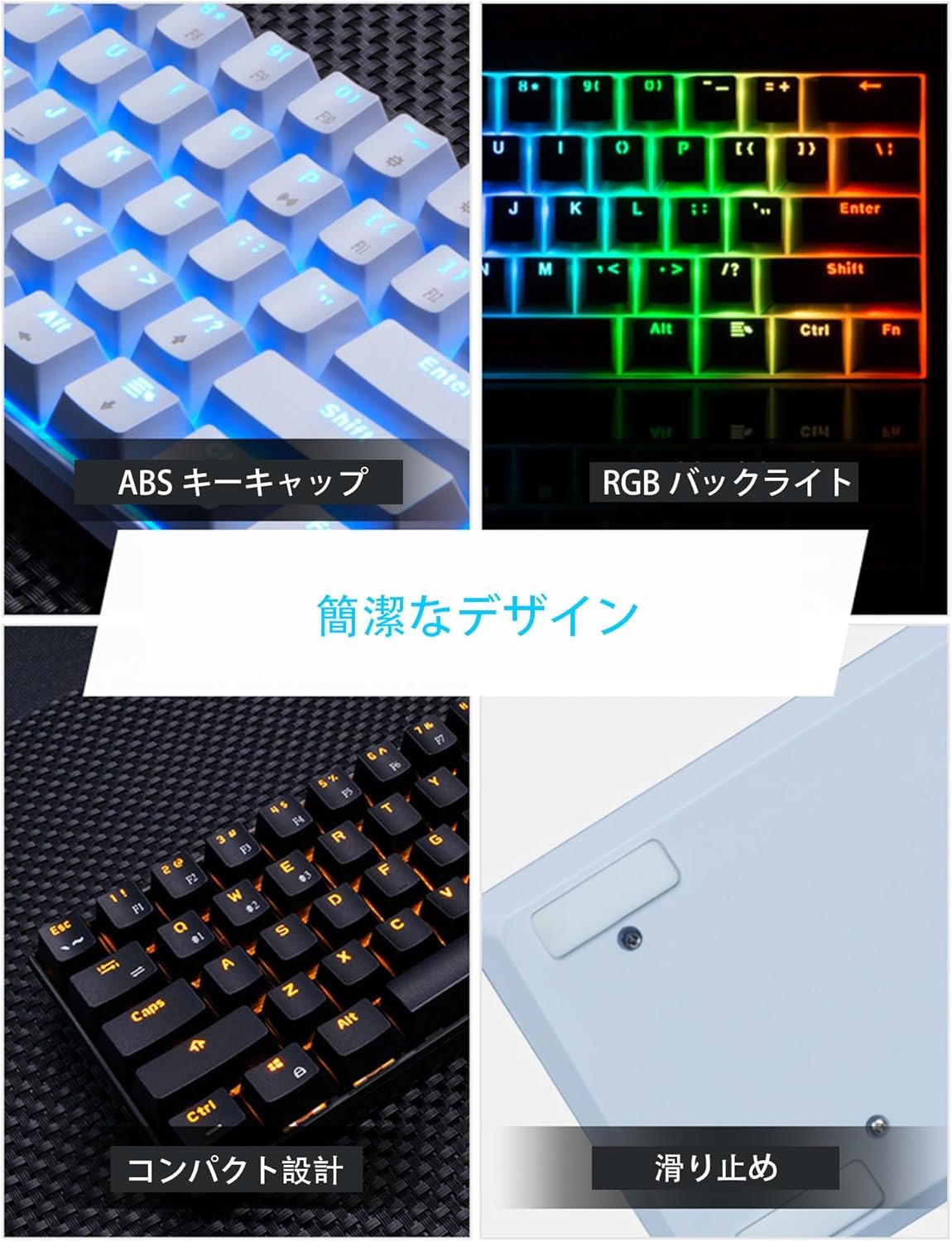 KIMOCA Mechanical Keyboard, English Layout, Mechanical Gaming Keyboard, 61 Keys, Compact, Bluetooth, Wireless, Type-C Wired, 2.4 G, Waterproof, Rechargeable, RGB LED Backlight, For Office/Gaming, - 이미지 8