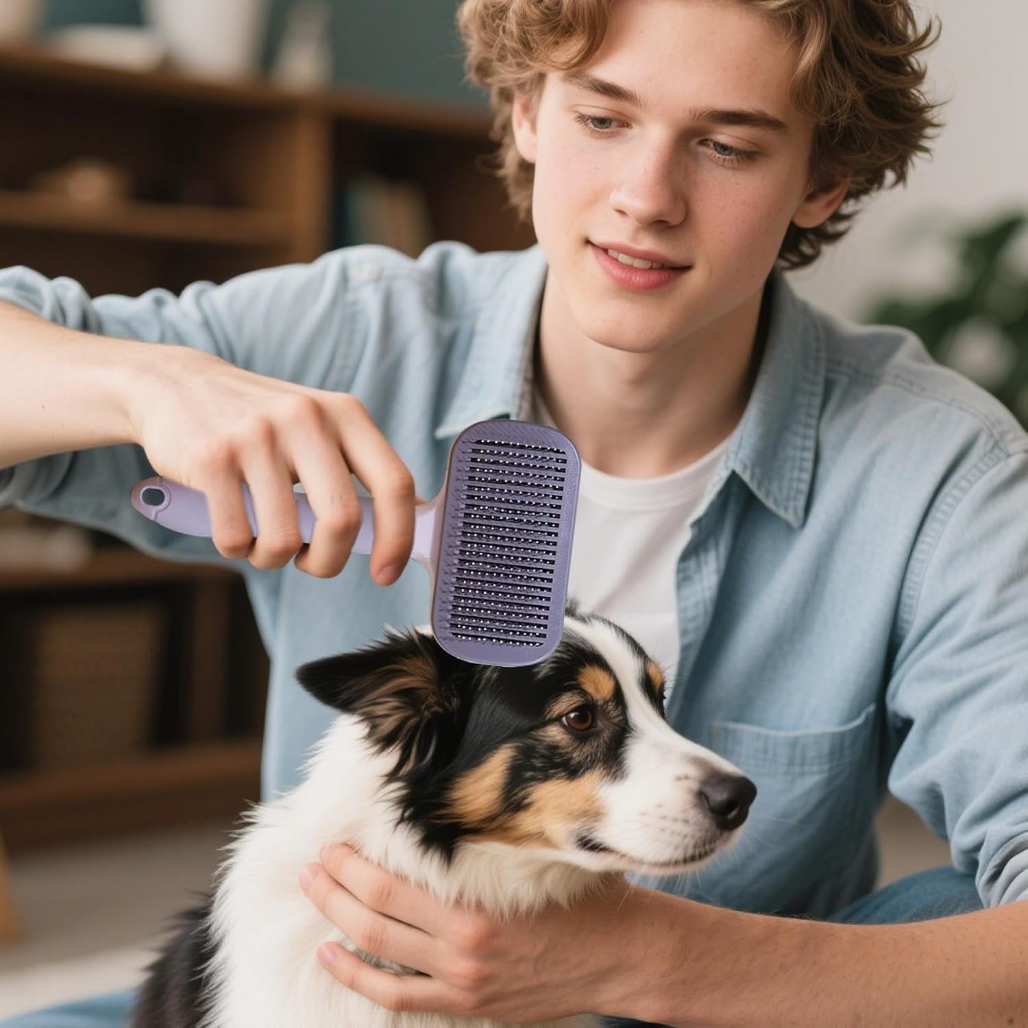 犬用抜け毛ブラシ| 短毛犬用グルーミングブラシ -ペット用品爪切り爪切り入浴時屋内屋外 - 이미지 2