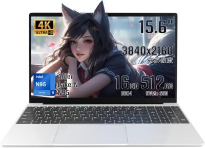 ラップトップノートブック4K LCD（3840×2160）15.6インチIntel N95薄く軽量のラップトップWindows 11/16GB DDR4高速NVME SSD/フィンガープリント認証/Webカメラ/オフィス/ラップトップ/初心者向け/ラップトップ/