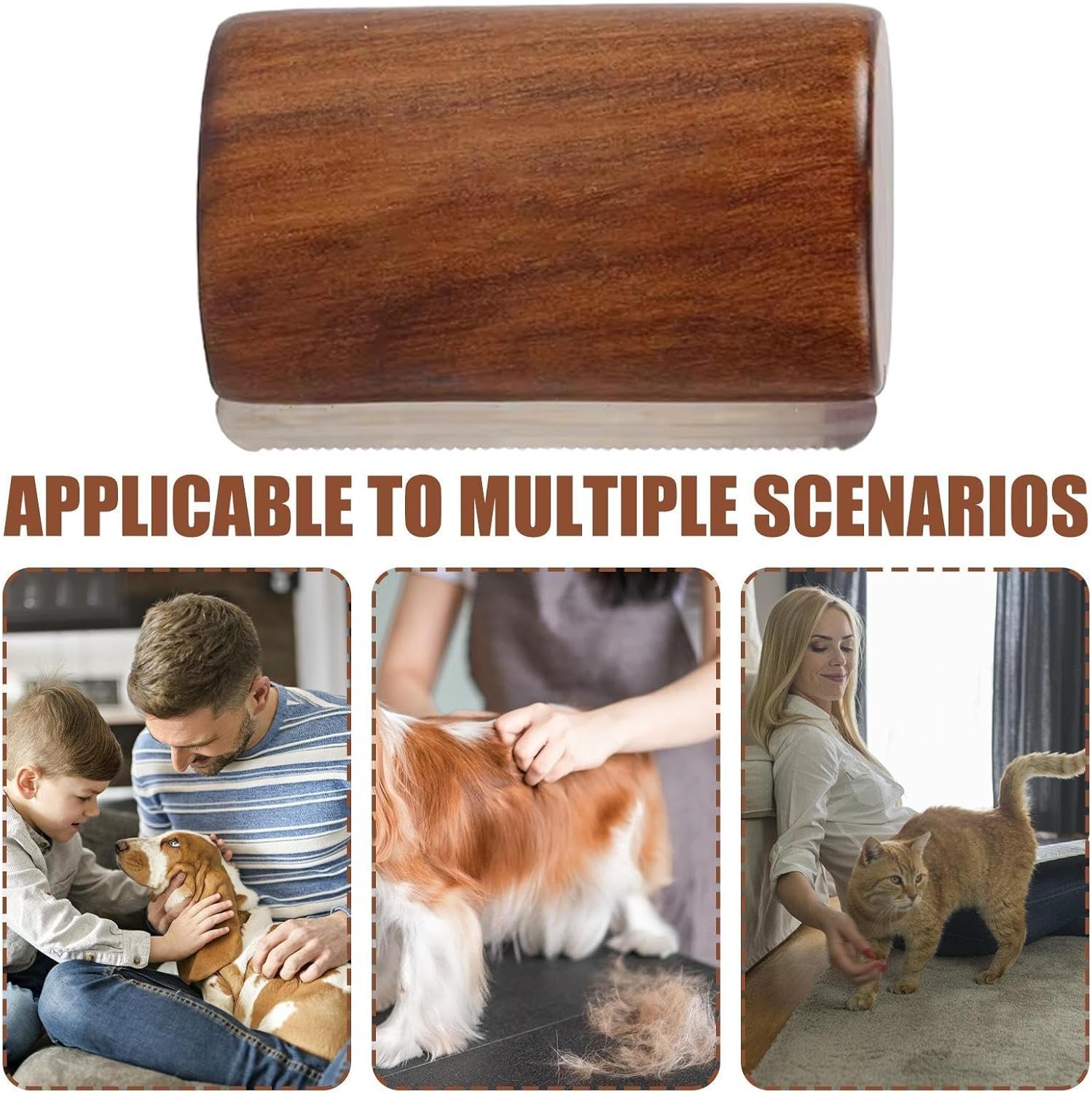 グルーミング用犬用コーム、木製ハンドルペットグルーミング、脱毛用犬用ブラシ、脱毛ブラシ、ヘアブラシ子犬ブラシ、ペット用品アクセサリー - 이미지 4