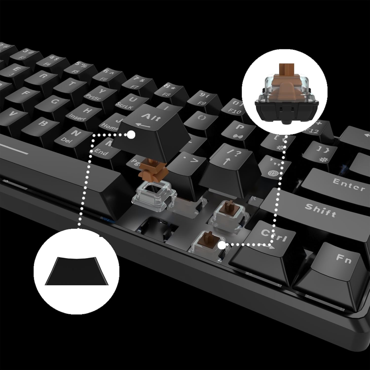 KIMOCA Mechanical Keyboard, English Layout, Mechanical Gaming Keyboard, 61 Keys, Compact, Bluetooth, Wireless, Type-C Wired, 2.4 G, Waterproof, Rechargeable, RGB LED Backlight, For Office/Gaming, - 이미지 3
