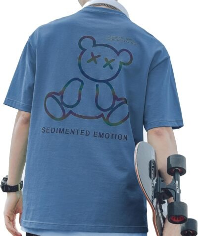 EasyKodeメンズ半袖Tシャツ、夏の服、かわいい、人気の、蛍光プリント、トップ、クール、大規模、スタイリッシュ、100%綿、100%綿、カット、ユニセックス、春、夏