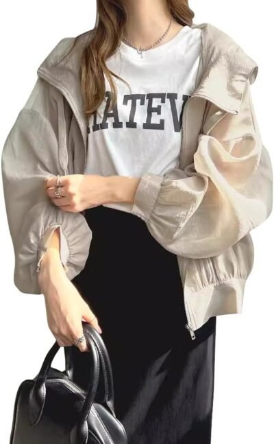 Chiengmat Women’s UV保護パーカー、日焼け止め服、カーディガン、アウターウェア、薄い、クールな生地、日焼け保護、UV保護、軽量、かわいい、カジュアル、ファッショナブル
