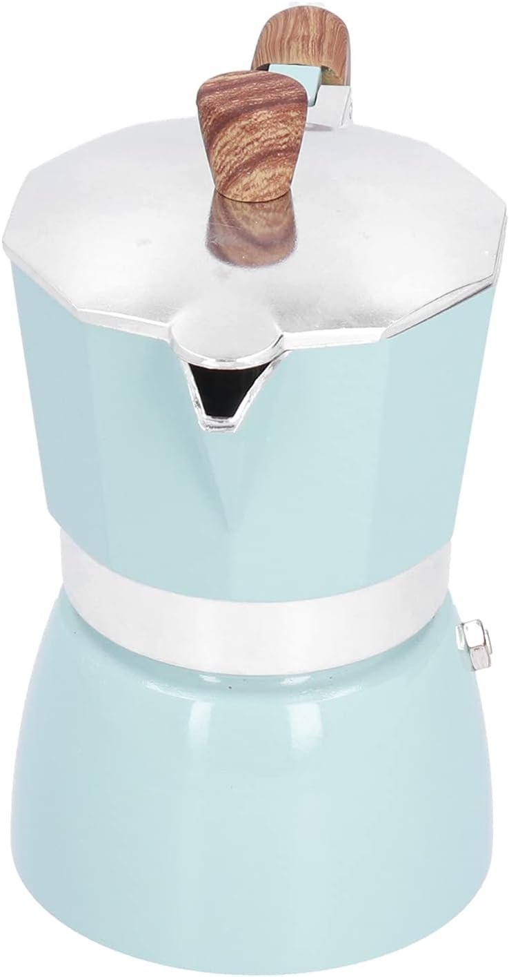 ダイレクトファイアエスプレッソメーカー、イタリアのエスプレッソメーカーモカコーヒーポット、オープンヒートコーヒーメーカー、アルミニウム、3カップ(青) - 이미지 7