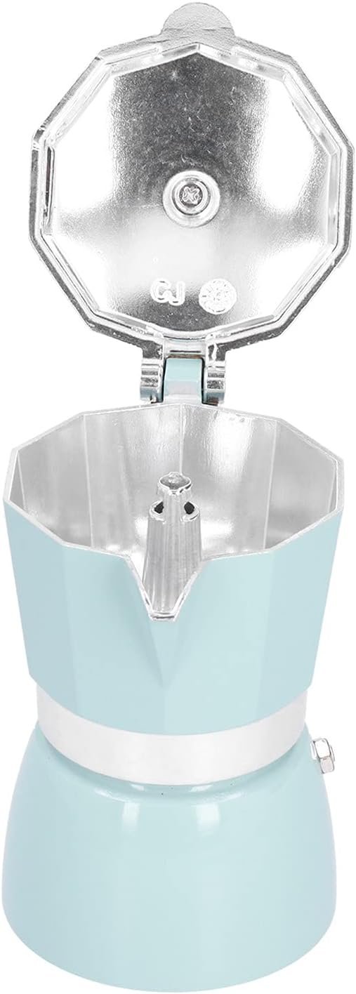 ダイレクトファイアエスプレッソメーカー、イタリアのエスプレッソメーカーモカコーヒーポット、オープンヒートコーヒーメーカー、アルミニウム、3カップ(青) - 이미지 8