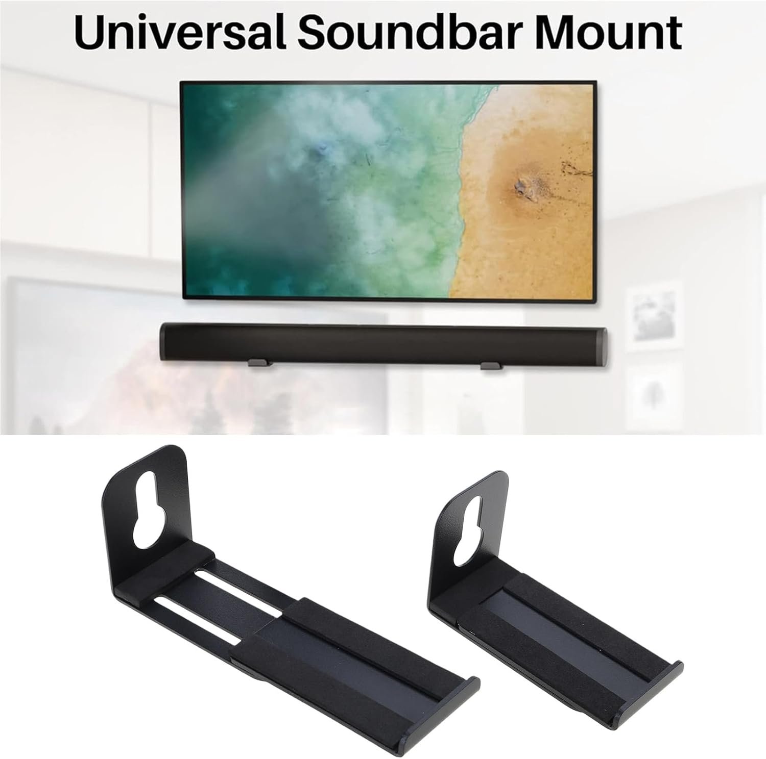 ホームスピーカーウォールマウントフローティングラック税関用に拡張可能な機器マウント用エレガントなサウンドバーホルダー - 이미지 2