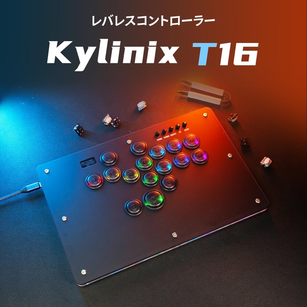 Kylinix T16半透明のブラックヘイズ軸0.5mm高速トリガークラシックボタンレイアウトレバーレスコントローラー14mm超薄型SF6ゲームコントローラーPS4/PS3/PC/スイッチ製品のアーケードファイティングゲーム用 - 이미지 2