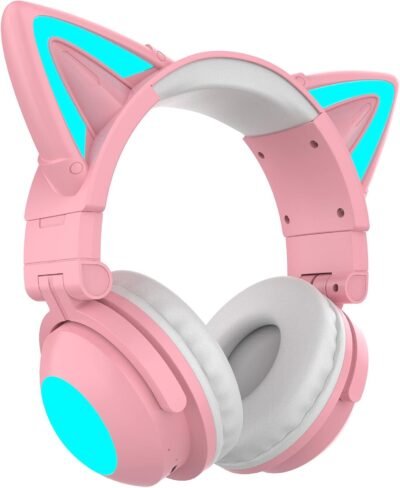 猫の耳ヘッドフォン、ゲームヘッドセット、ヘッドセット、ゲーミングヘッドフォン、Bluetooth 5.0ヘッドフォン、猫の耳、ワイヤレスヘッドフォン、ワイヤレス、デュアル使用、オーバーイヤーヘッドフォン、ビルトインマイク、ハンズフリー