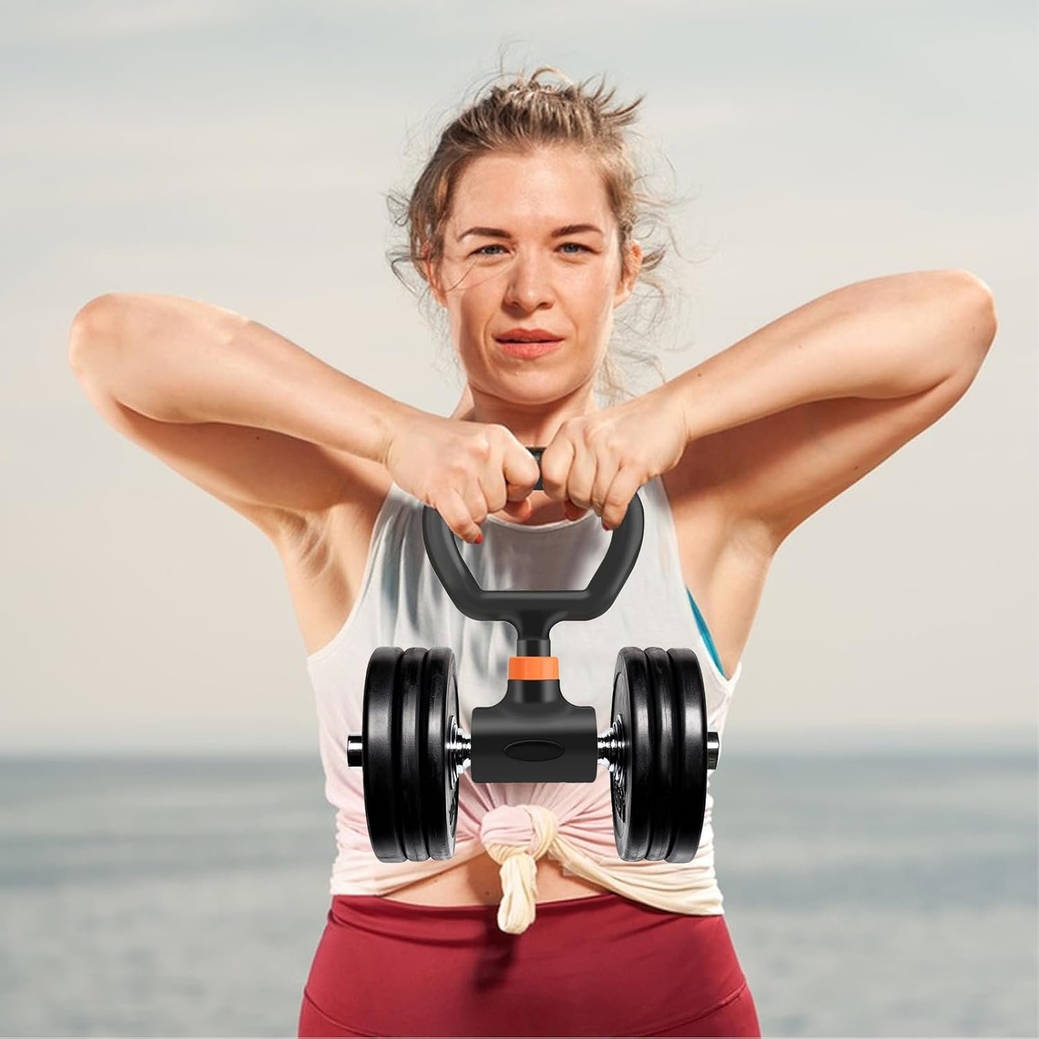 ダンベル用ケトルベルハンドル| ダンベルグリップハンドル| 調整可能なトレーニング器具アダプタージムや家庭用のエクササイズウェイトリフティングに最適 - 이미지 9