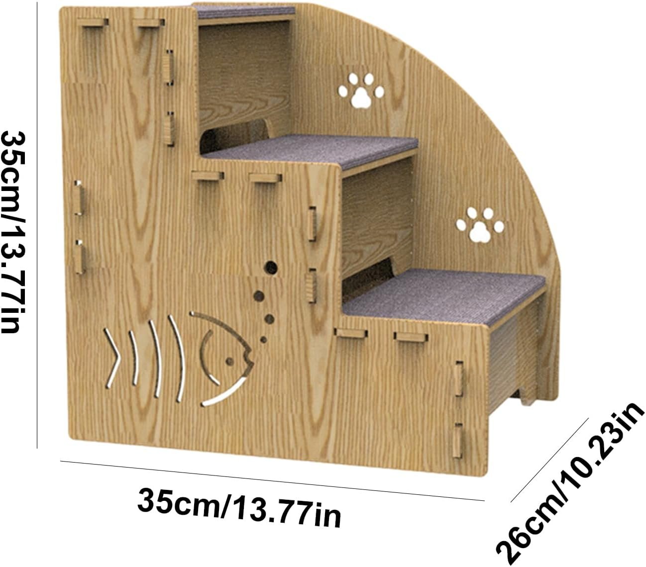 小型犬のペットステップ -屋内の木のランプ、滑り止め犬のはしご |安定した3 段階の登山階段、グリップカウチベッドのある小さなペットのコンパクトサポートランプ猫犬家具アクセスに使用する - 이미지 7