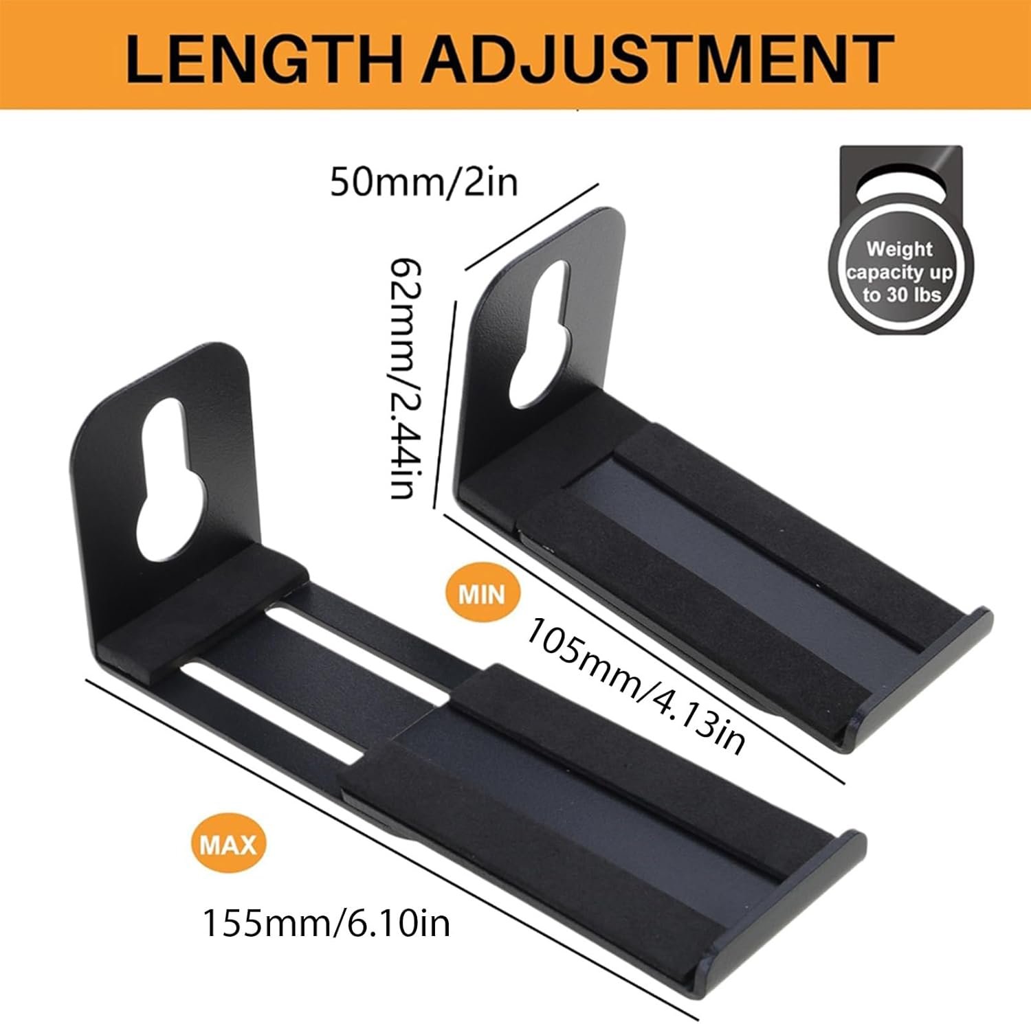 ホームスピーカーウォールマウントフローティングラック税関用に拡張可能な機器マウント用エレガントなサウンドバーホルダー - 이미지 4