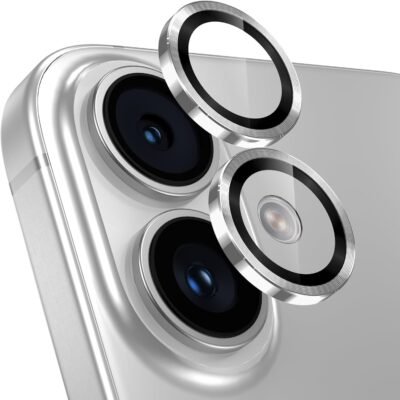 [Set of 3] iPhone 16/16 Plus、カメラ保護、9H強化ガラス、アルミニウム合金、iPhone 16/16 Plus、カメラフィルム、衝撃プルーフ、過剰露出保護、黒縁