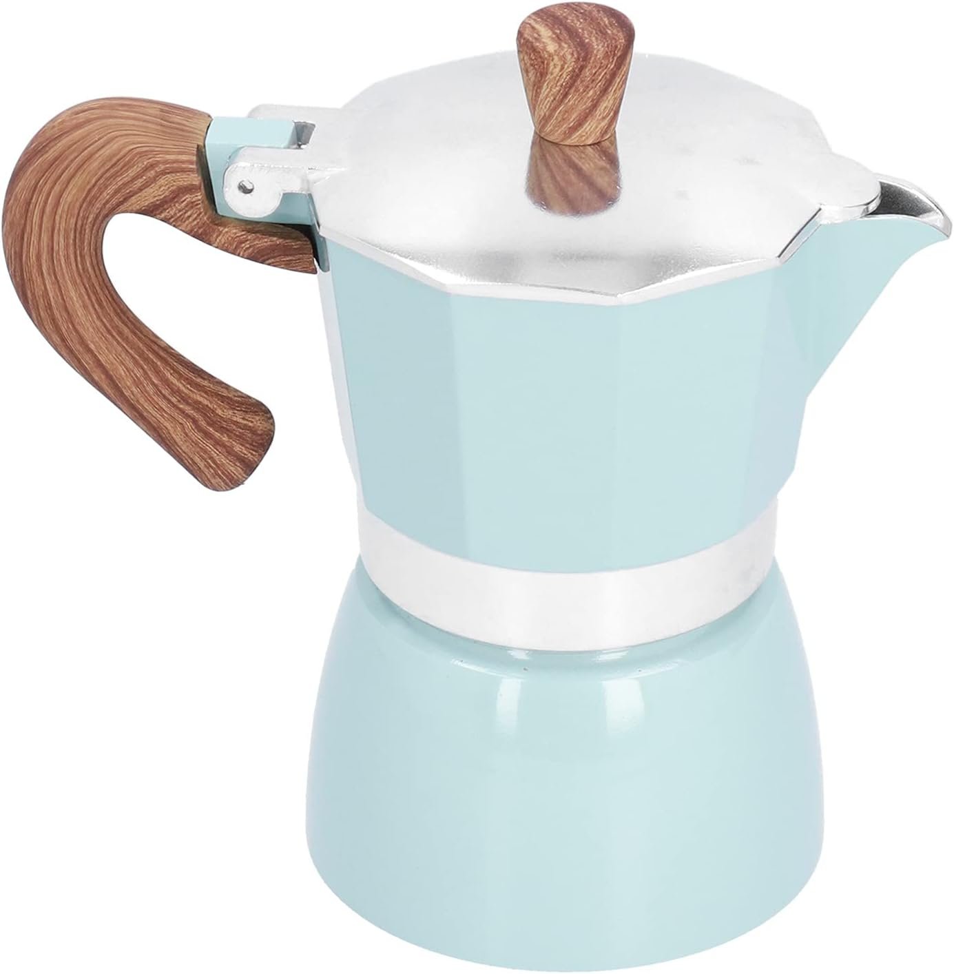 ダイレクトファイアエスプレッソメーカー、イタリアのエスプレッソメーカーモカコーヒーポット、オープンヒートコーヒーメーカー、アルミニウム、3カップ(青) - 이미지 6