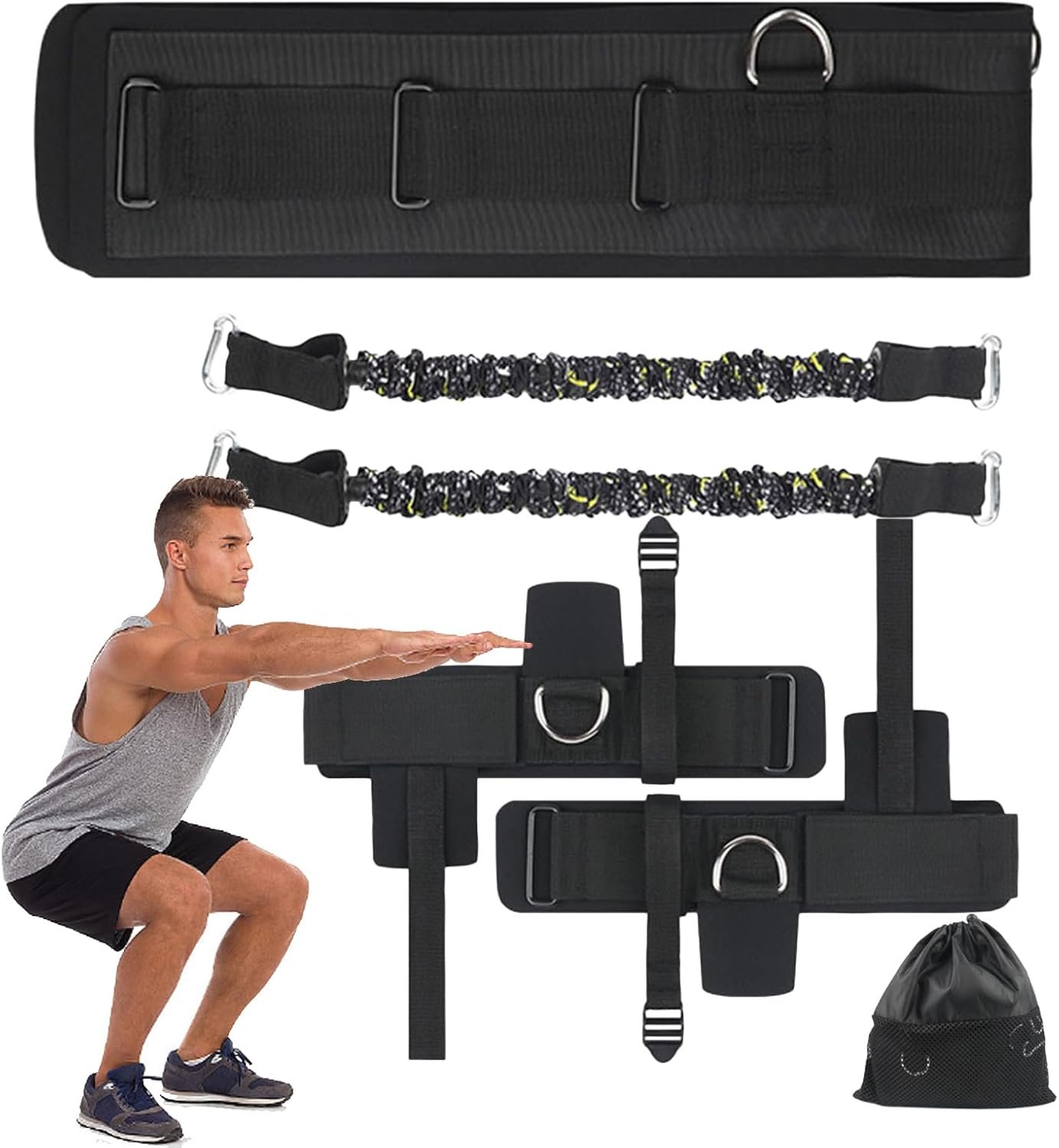 垂直ジャンプセット -スピードトレーニングキット、レジスタンスジャンプバンド | 100 ポンドのレッグパワーフィットネスシステム、プライオメトリックアジリティ機器、ゲームの準備中のプレーヤー向けの筋力ツール - 이미지 8