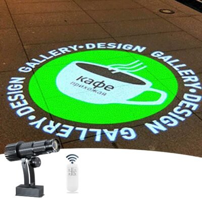 広告ロゴLEDプロジェクター、リモートロゴの回転または静的コントロール、ショップ、コーポレート、スタジアム、レストラン、バーベキューショップ（50W、黒）